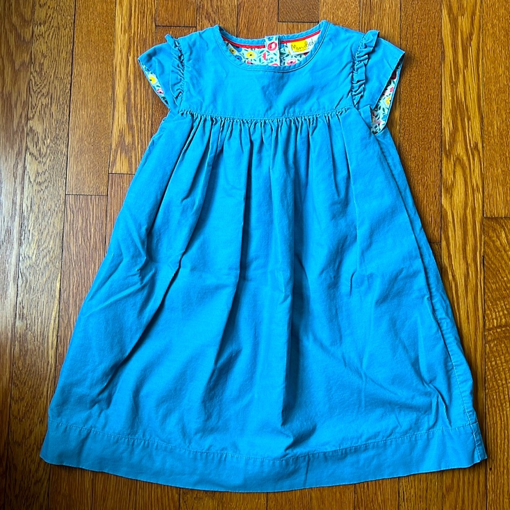 Mini Boden Blue Corduroy cap sleeve dress-Size 6-7Y